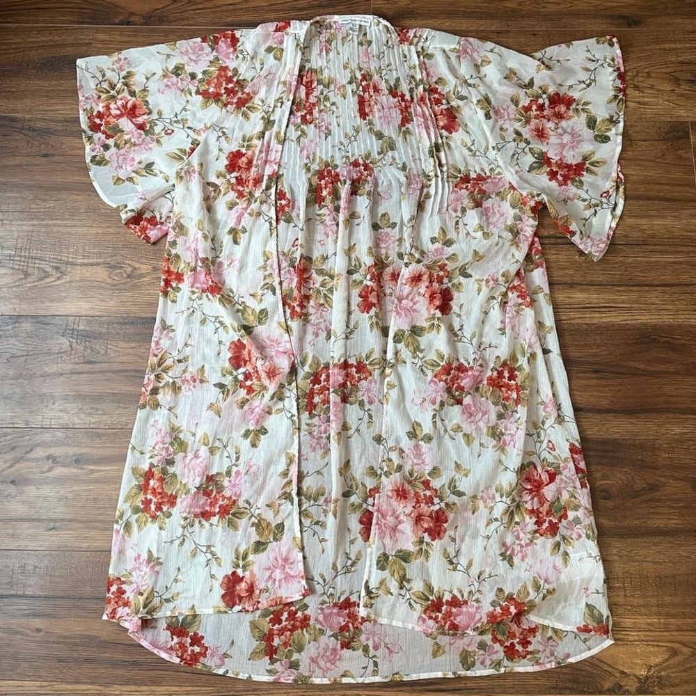American Eagle‎ Sheer Floral Kimono Cardigan Women XS Boho Oversized Cottagecore